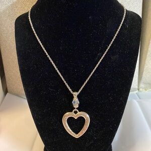 Brighton vintage‎ Heartland etched open heart pendant collar necklace
